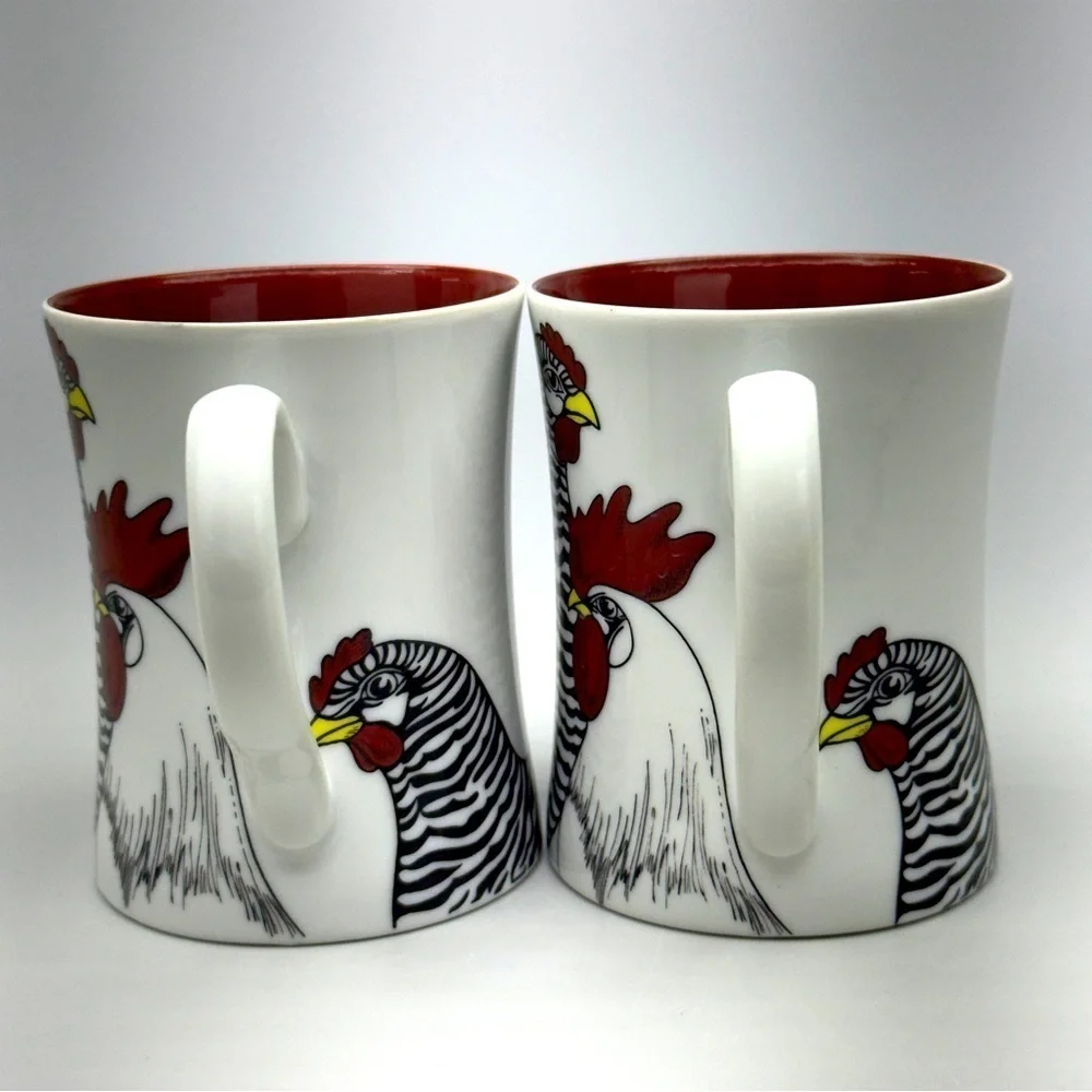 Fitz and Floyd Coq du Villages Chicken Mugs